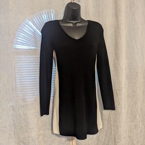 White House Black Market Black Sheath Dress Long Sleeve V-Neck